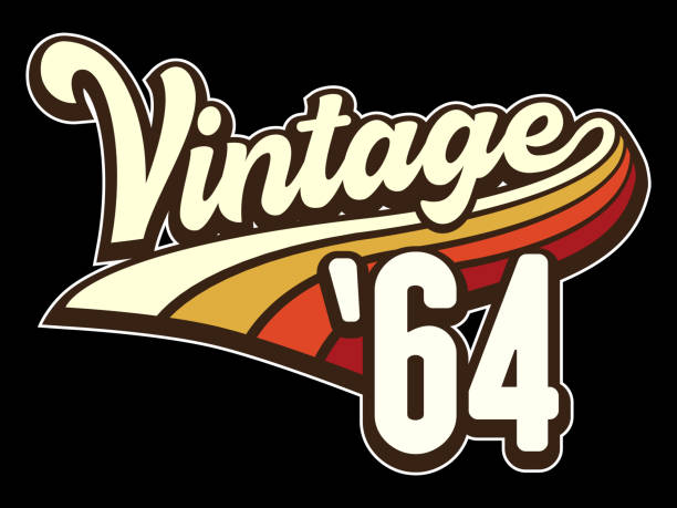 Vintage born in 1964, 80s retro style 60th Birthday vector illustration for shirt and birthday gift for her and for him.