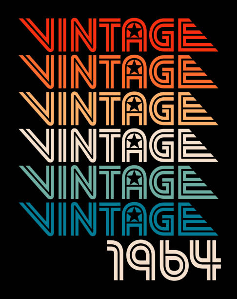 60th Birthday vector illustration for shirt and birthday gift for her and for him. 80s retro style born in 1964 graphic.