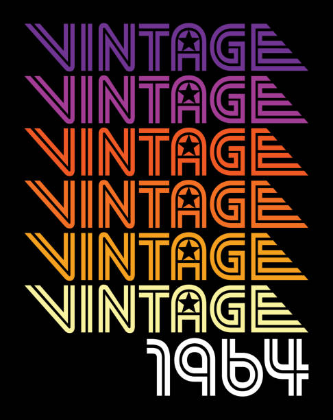 Vintage born in 1964, 80s retro style 60th Birthday vector illustration for shirt and birthday gift for her and for him.