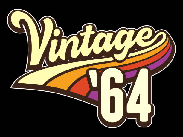 Vintage 1964 60th Birthday vector illustration for shirt and birthday gift for her and for him. 80s retro style graphic.