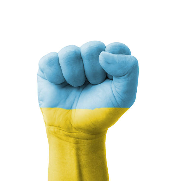 istock Fist of Ukraine flag painted, multi purpose concept 182273117