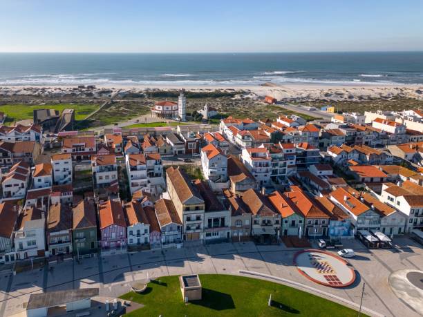 istock a coastal town, featuring a selection of beachfront houses and a sandy beach, Costa Nova, Portugal 1822742585