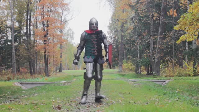 Knight in armor dancing