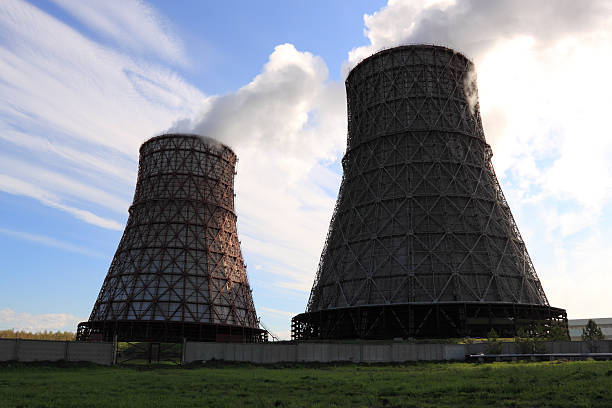 Towers of power plant. stock photo