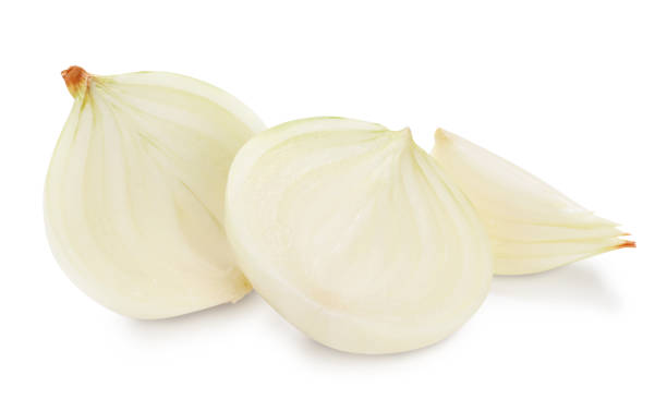 istock Pieces of fresh onion on white background 1822758940