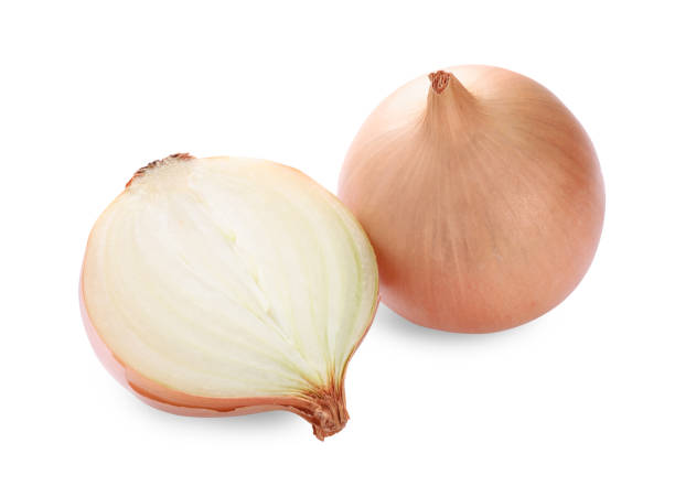 istock Whole and cut onions on white background 1822759479
