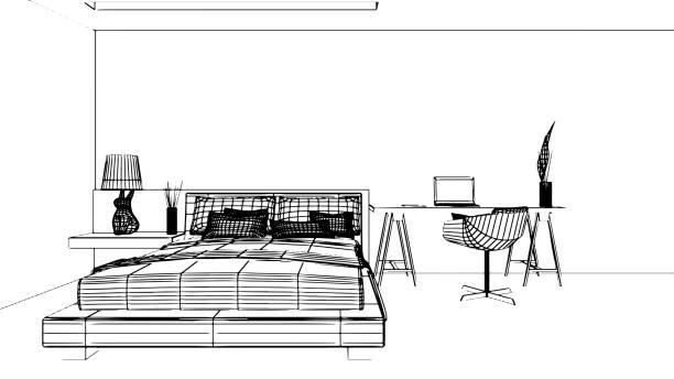 istock bedroom drawings in modern style,3d rendering 1822786927