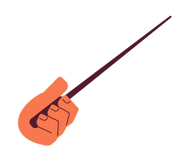 Vector illustration of Hand holding stick cartoon character hand illustration