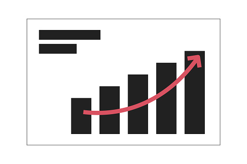 Cartoon Rising Object Bar Graphs Arrow Rising Up Black And White 2d Cartoon Object Stock ...