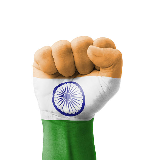 istock Fist of India flag painted, multi purpose concept 182279465