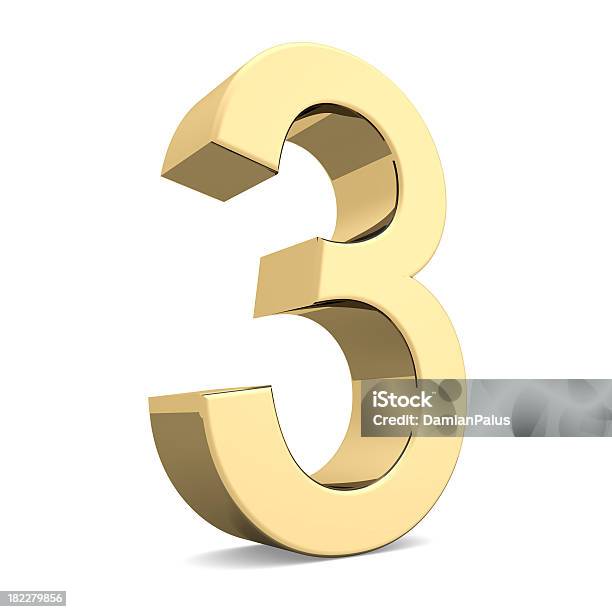 Złoty Numer 3 - zdjęcia stockowe i więcej obrazów Liczba 3 - Liczba 3, Trójwymiarowy, Alfabet