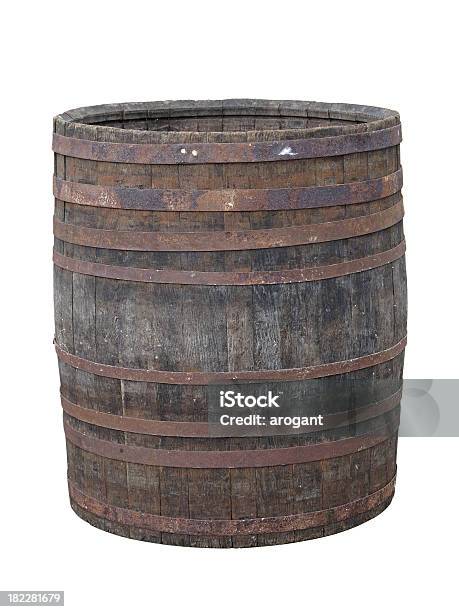 Vintage Old Wooden Barrel Isolated Over White Stock Photo - Download Image Now - Aging Process, Ancient, Barrel