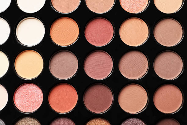 istock Beautiful eye shadow palette as background, top view 1822836716