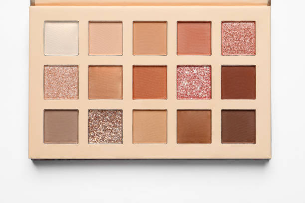 istock Beautiful eye shadow palette on white table, top view 1822837283