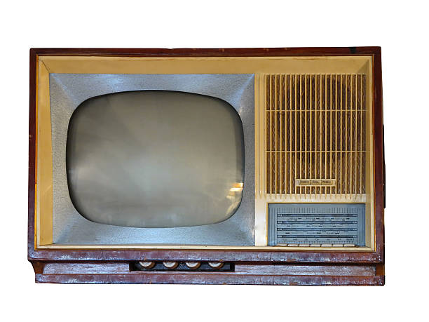 istock Front of vintage old television set over white 182284302