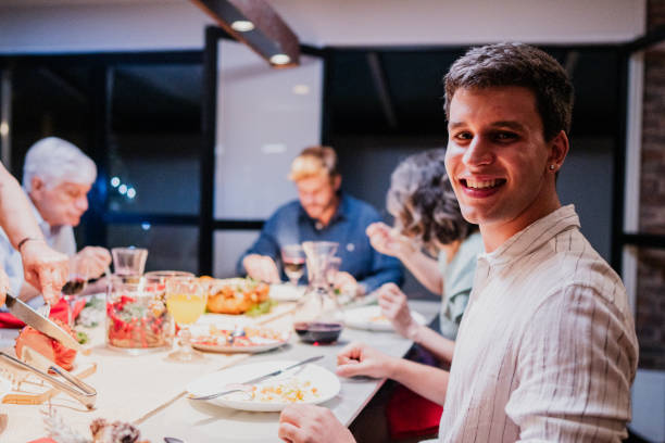 istock Portrait of a young man at Christmas dinner 1822868498