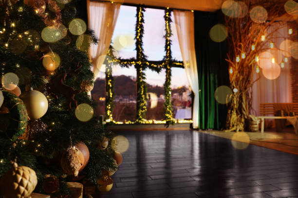 istock Beautiful Christmas tree in room with festive decor 1822869584