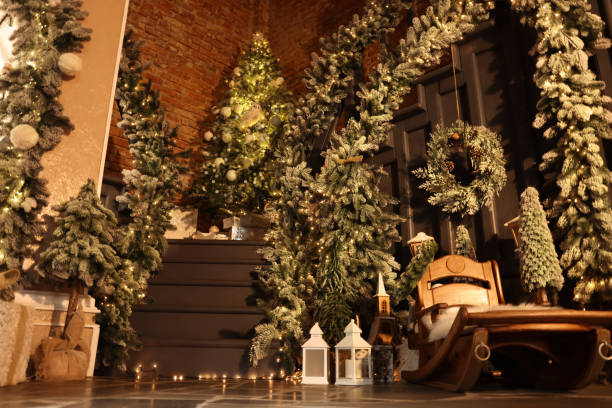 istock Stylish room interior with different Christmas decor 1822874413