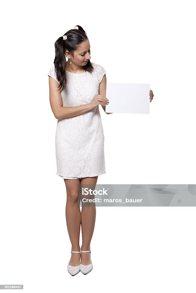 Chica Retro en un vestido blanco - Foto de stock de Adulto libre de derechos