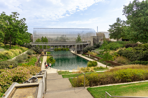 Oklahoma City, USA - October 25th, 2023: Crystal bridge conservatory in myriad botanical gardens.
