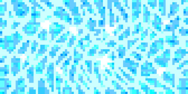 ilustrações, clipart, desenhos animados e ícones de textura de ondas de água de pixel sem costura azul. padrão de superfície do mar, oceano ou piscina - background tile video