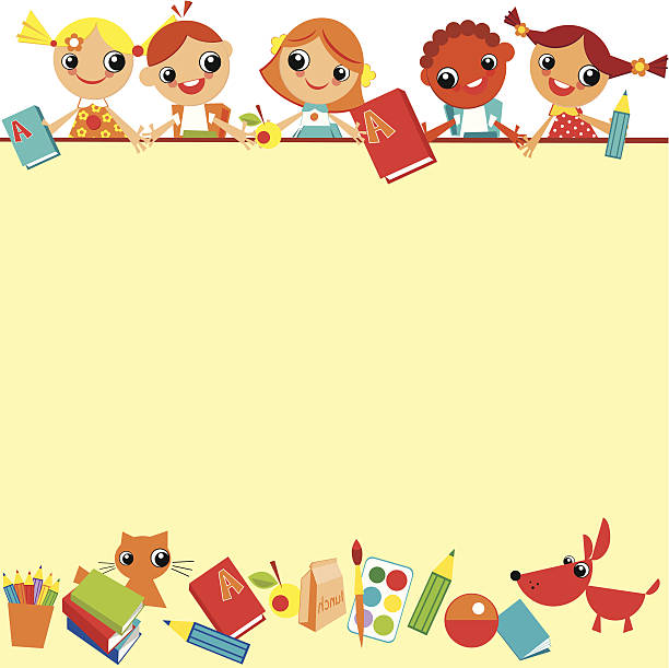 ilustraciones, imágenes clip art, dibujos animados e iconos de stock de fondo de niños - preschool teacher