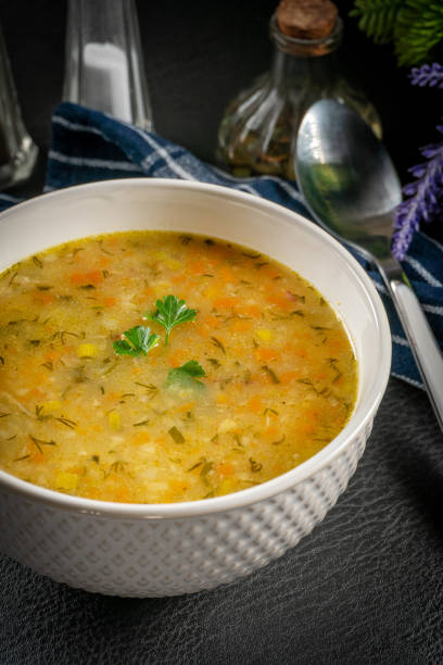 istock Barley soup with vegetables and chicken. 1822905931