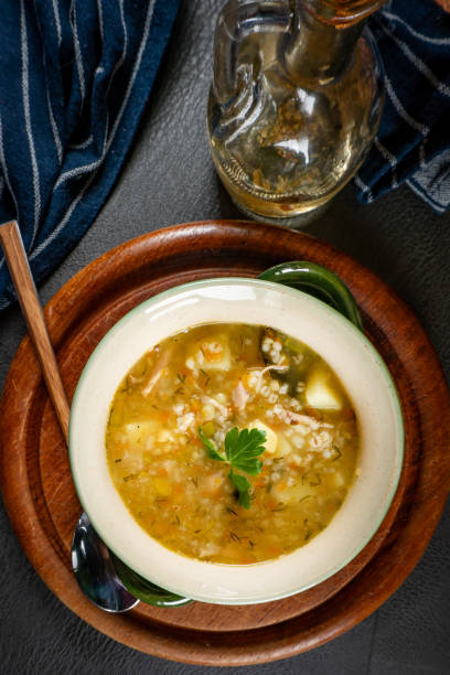 istock Barley soup with vegetables and chicken. 1822907827