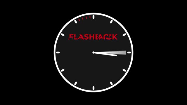 Round clock spinning back isolated on solid black background, time running backwards flashback concept. Alpha channel included.