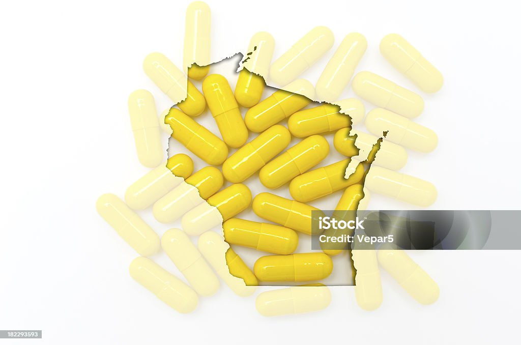 Mapa de contorno de wisconsin com pílulas no Fundo transparente - Royalty-free Antibiótico Foto de stock
