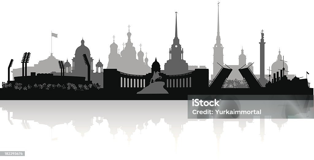 Saint Petersburg, Russland Vektor silhouette skyline der Stadt - Lizenzfrei Architektur Vektorgrafik