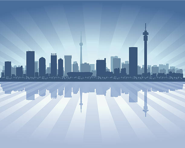 Johannesburg South Africa Blue City skyline silhouette Johannesburg South Africa Blue City skyline silhouette vector background background of johannesburg skyline stock illustrations