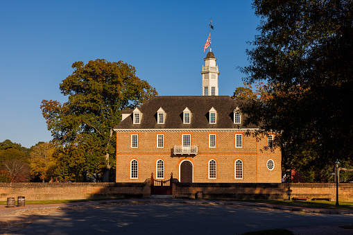The Capitol Building on E Duke of Gloucester, housed both Houses of the Virginia General Assembly, the Council of State and the House of Burgesses of the Colony of Virginia
