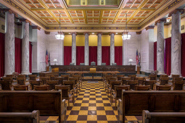 Charleston, West Virginia, USA - November 6, 2023: Interior of the historic Supreme Court of Appeals in the West Virginia State Capitol building
