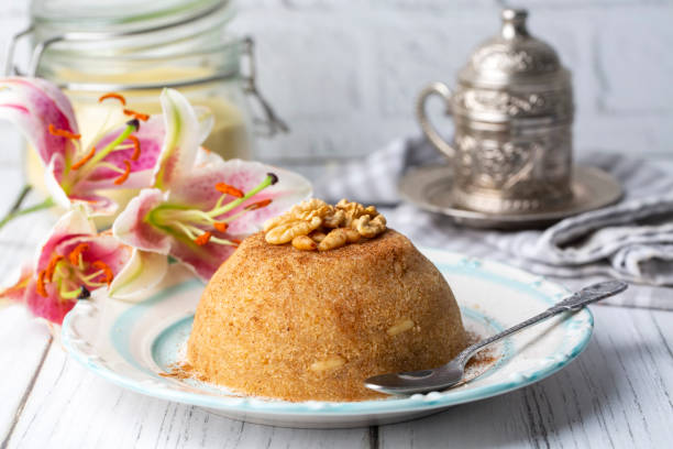 istock Traditional Turkish semolina sweet desert halva (Turkish name; irmik helvasi) 1822971311