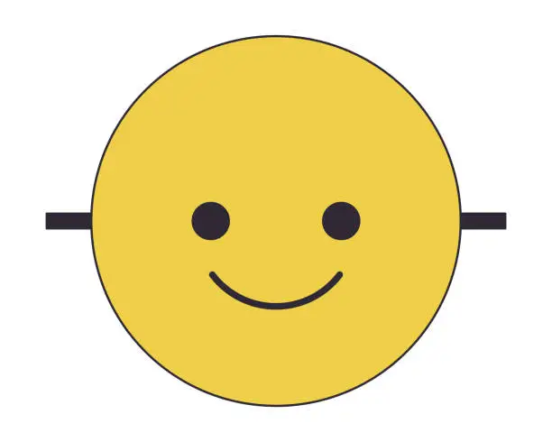Vector illustration of Emoji face flat line color isolated vector object