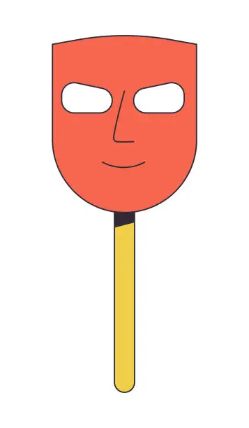 Vector illustration of Anonymous ask on stick gloats flat line color isolated vector object