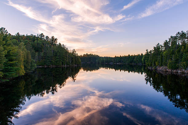 istock Sunset with river and the forest in Canada 182298048