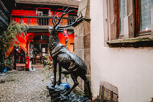Image of the figurine of a reindeer of Santa Claus in Riquewihr