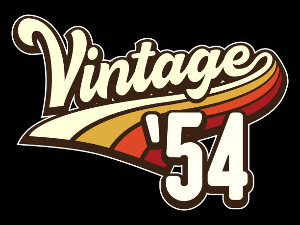 Vintage born in 1954, 80s retro style 70th Birthday vector illustration for shirt and birthday gift for her and for him.