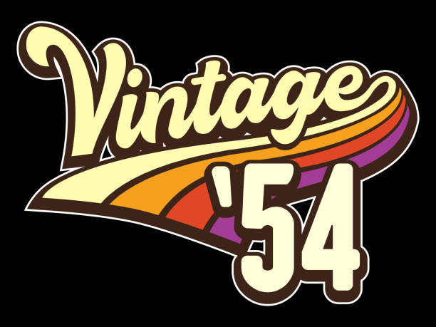 Vintage 1954 70th Birthday vector illustration for shirt and birthday gift for her and for him. 80s retro style graphic.