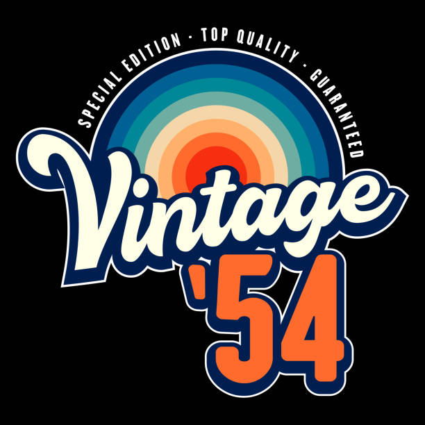 Vintage 1954 70th Birthday vector illustration for shirt and birthday gift for her and for him. 80s retro sunset style graphic.
