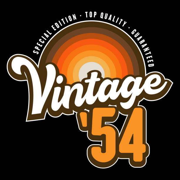 Vintage born in 1954, 80s retro sunset style 70th Birthday vector illustration for shirt and birthday gift for her and for him.