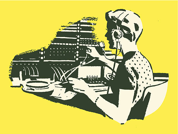 Female Telephone Operator Female Telephone Operator switchboard operator stock illustrations