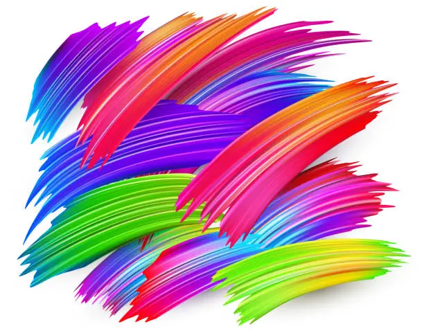Vector illustration of Colorful abstract brush strokes on white background.