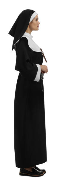 istock Young nun wearing cassock on white background 1823059379