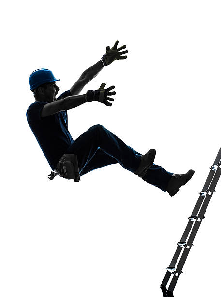 istock A silhouette of a manual laborer falling from his ladder 182307065