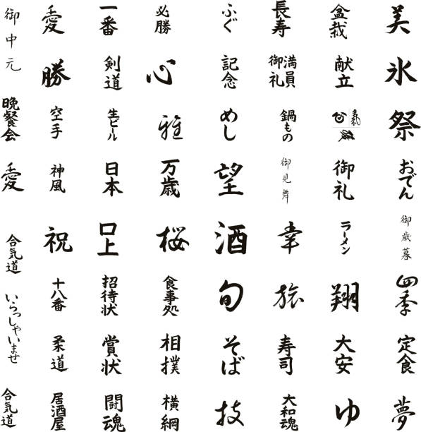 istock calligraphic signs of japan asia. Japanese alphabet 1823099191