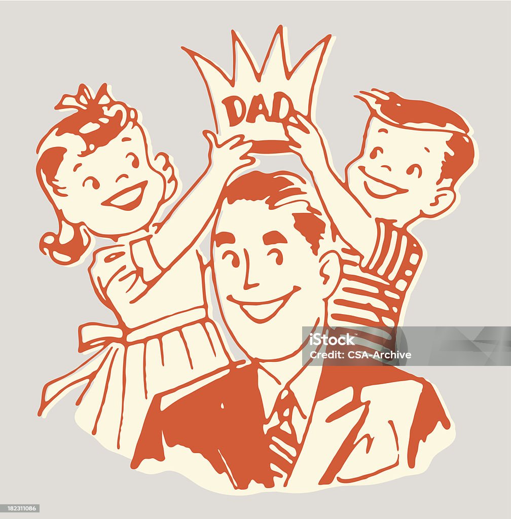 Crianças fazer Crown do pai - Vetor de Dia dos Pais royalty-free