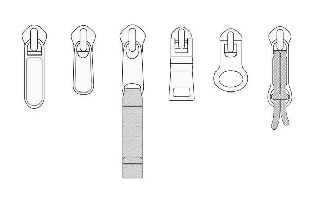 Vector illustration of Zipper Pull Trim Set Vector Illustration